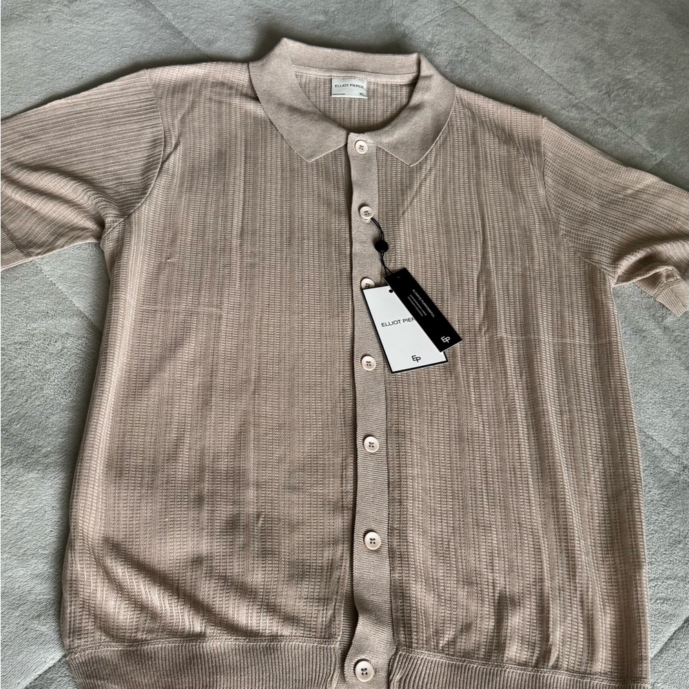 Men's Beige Casual Button Down Shirt